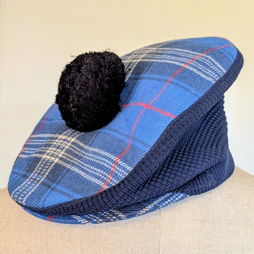 VTG Traditional Wool Scottish Tartan Tam O' Shanter Hat Glenway Blue Tartan Golf